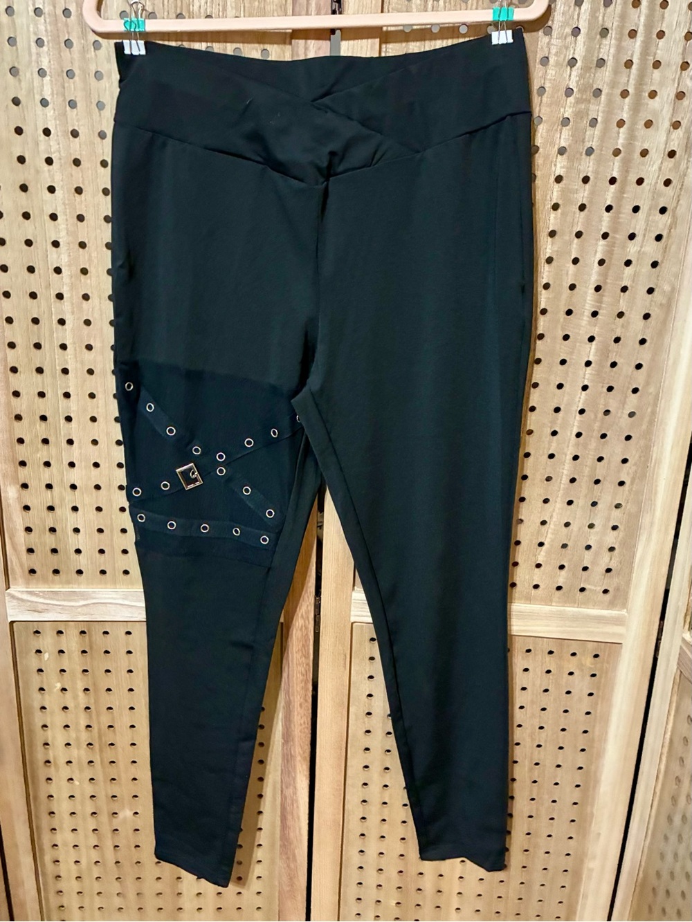 Black Leggings with Grommet Detail 0XL